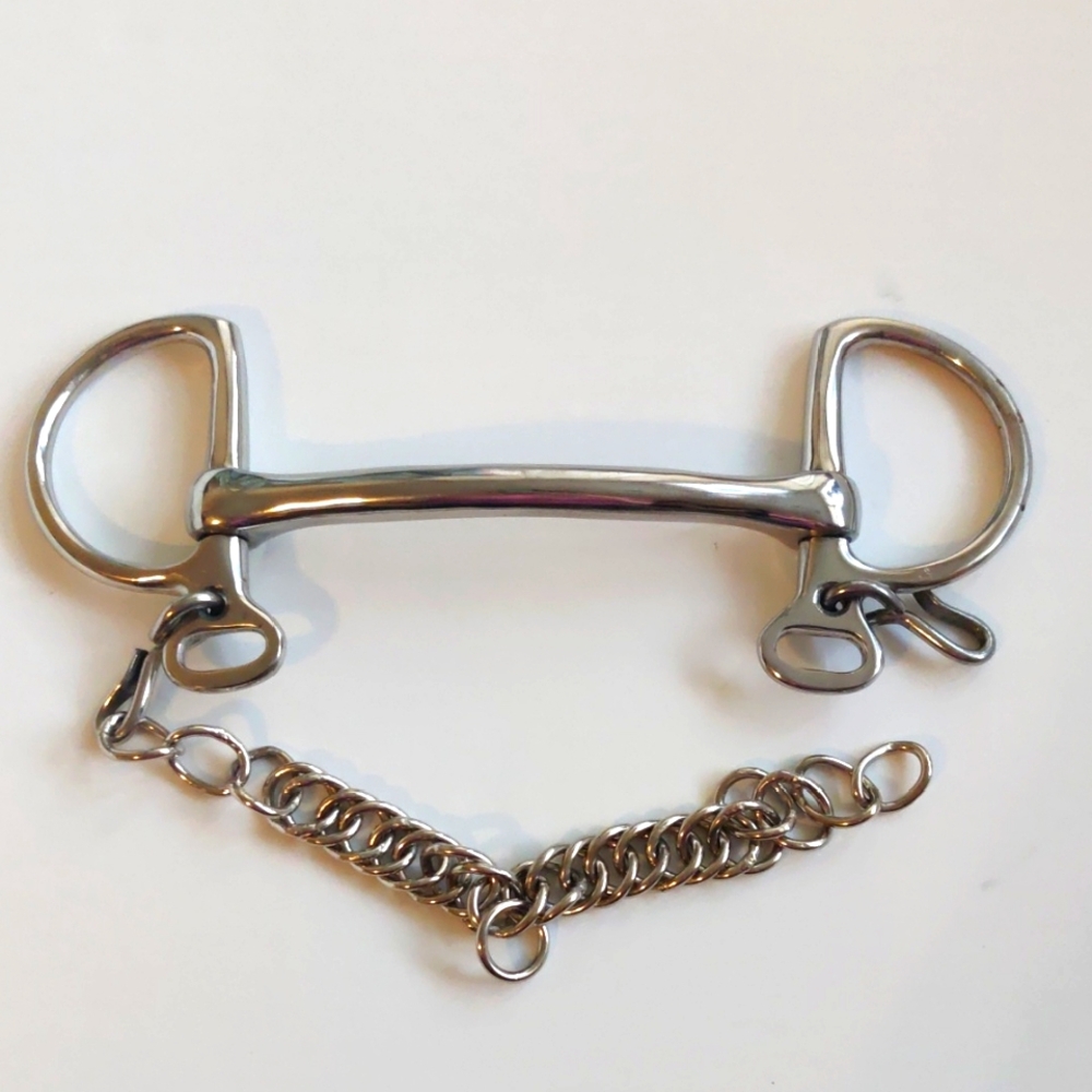 Stainless Steel Kimberwick Mullen Mouth Bit, w/ Curb Chain Size 5 1/2. NWOT